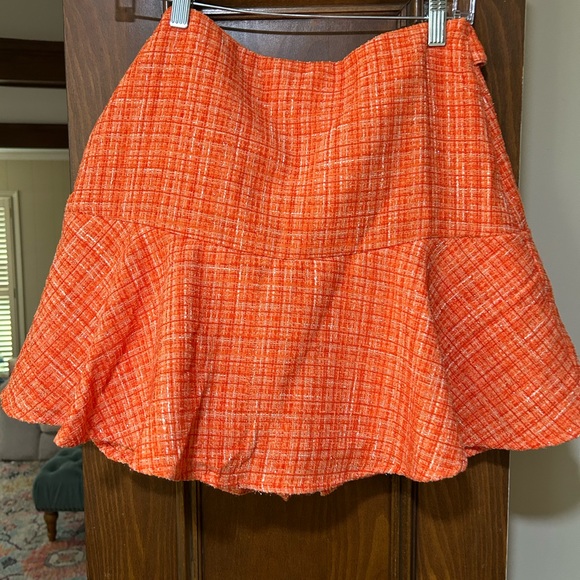Chic Orange Tweed Mini Skirt - Picture 1 of 4